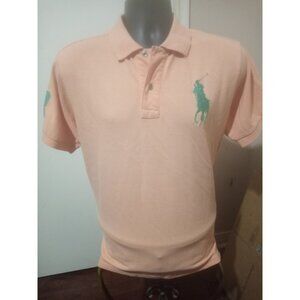 Polo Ralph Lauren Polo Shirt Mens Peach Orange Cotton Big Pony #3 Logo Sz Medium